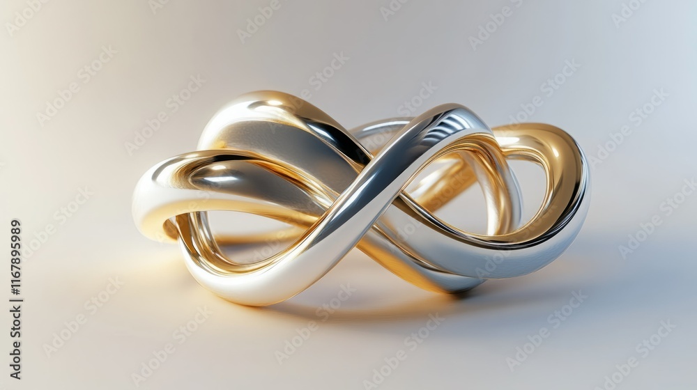 Abstract gold and silver intertwined sculpture. Elegant and modern design. Abstract gold and silver intertwined sculpture. Elegant and modern design.