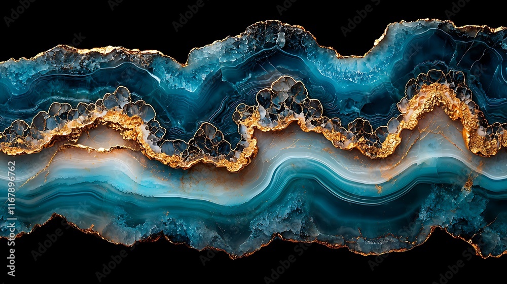 Teal Agate Geode with Gold Accents Abstract Art Teal Agate Geode with Gold Accents Abstract Art