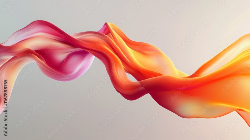 Obraz premium Abstract Flowing Fabric. Warm color palette. Pink, orange, and yellow hues.