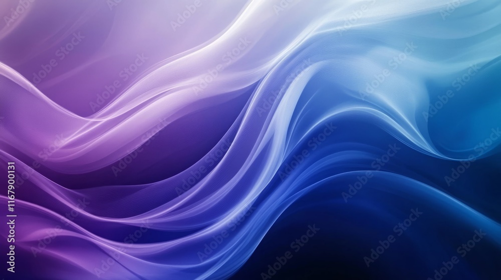 Naklejka premium Abstract image with flowing purple and blue hues. Smooth, elegant waves create a calming, dreamy effect.