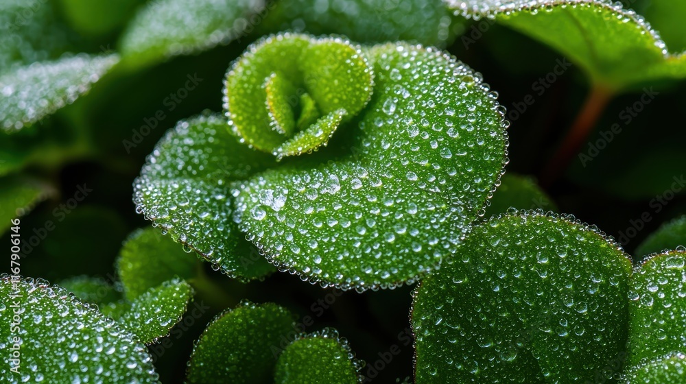 Dew-Covered Leaves in Nature's Beauty Dew-Covered Leaves in Nature's Beauty