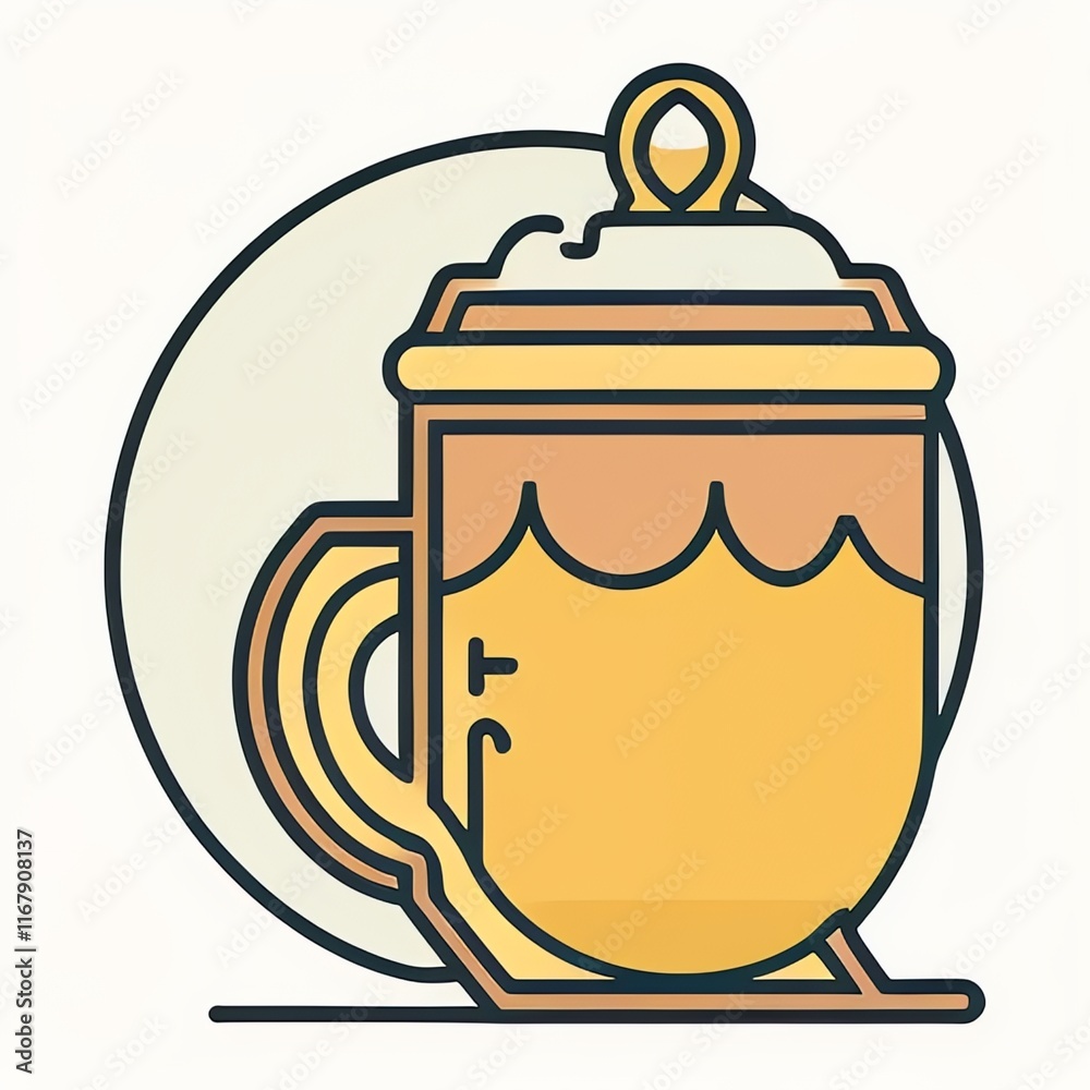 Frothy Beer Stein: A Warm, Rustic Line Art Illustration Frothy Beer Stein: A Warm, Rustic Line Art Illustration