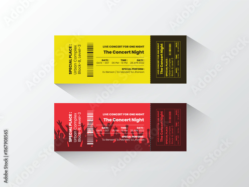 Created a creative and colorful ticket design template for concert, party, or festival ticket design.