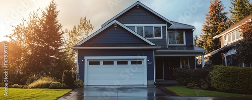 A pressure-washed home exterior, showcasing the transformation from grime to sparkling clean