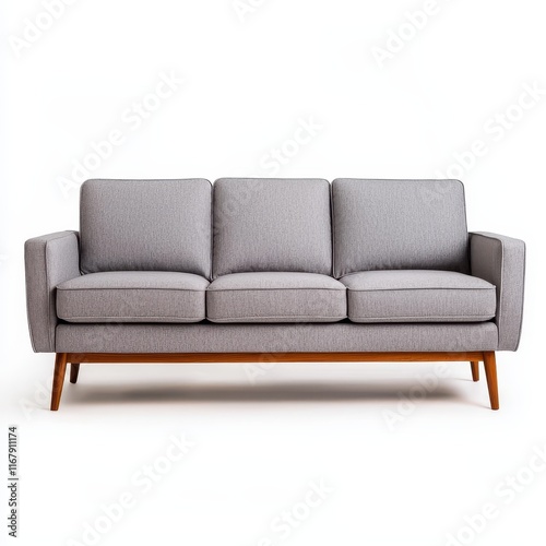 Modern Gray Sofa with Wooden Legs for Contemporary Living Room