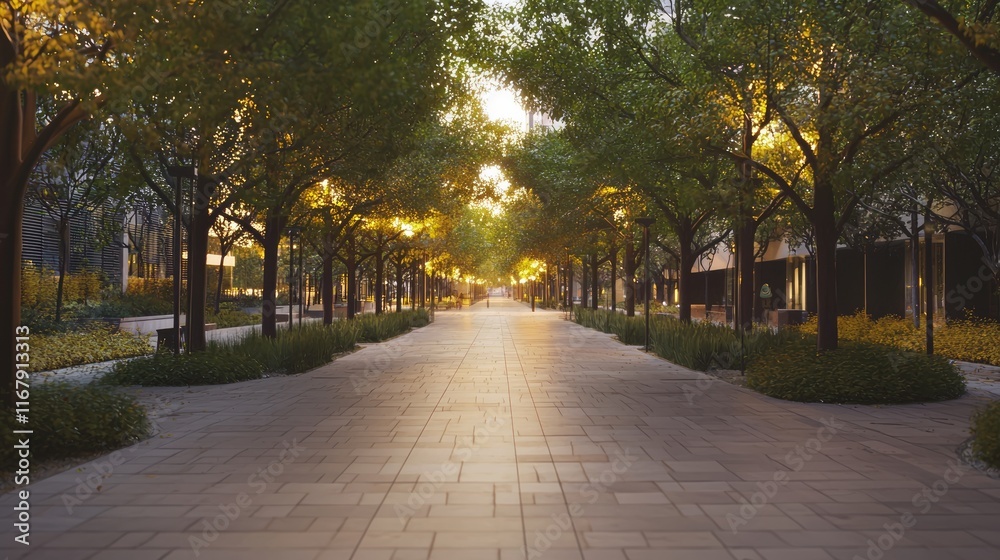 Dusk in the City: Illuminated Avenues and Glowing Trees Harmonizing Nature and Technology Dusk in the City: Illuminated Avenues and Glowing Trees Harmonizing Nature and Technology