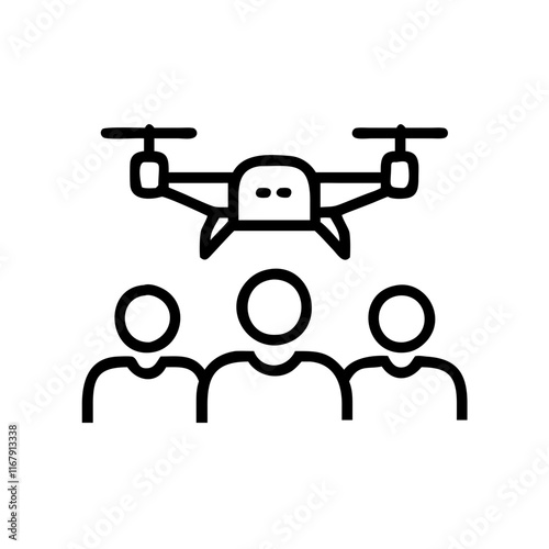 Team members brainstorming with drone mounted cameras and virtual displays in a futuristic macro session with copy space concept as Capture a macro close up of team members using drone mounted cameras
