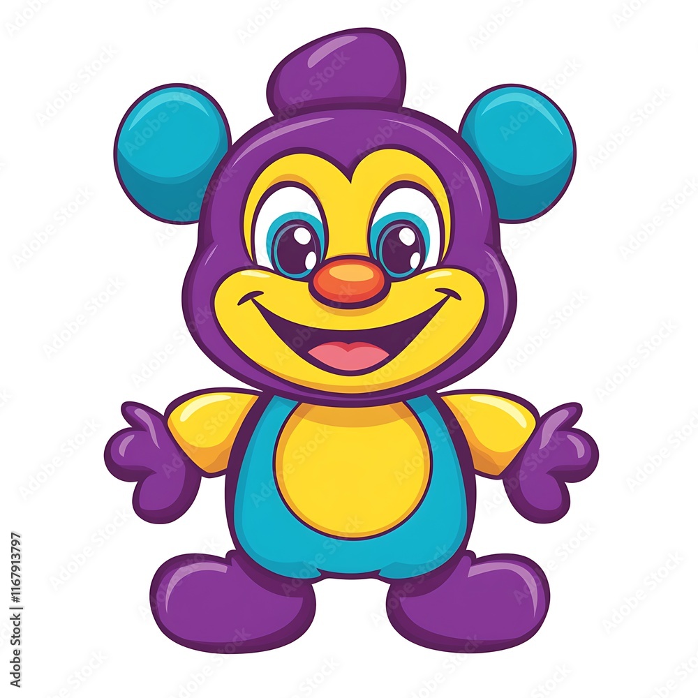 Obraz premium Playful cartoon bear character fun design graphic art colorful digital