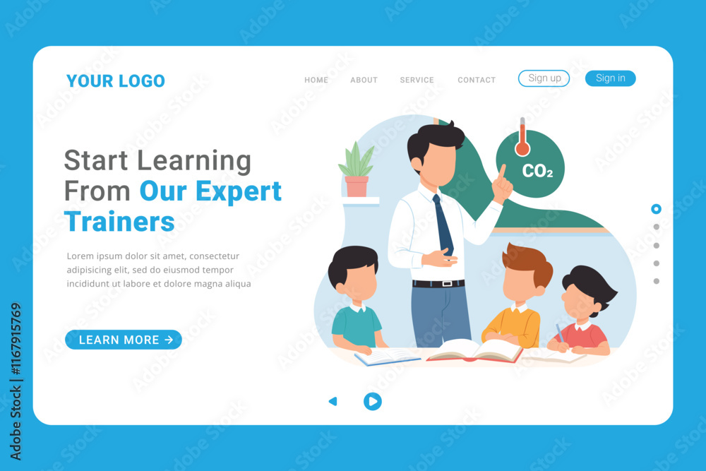 Online Learning platform website landing page template. Online education web ui design template Online Learning platform website landing page template. Online education web ui design template