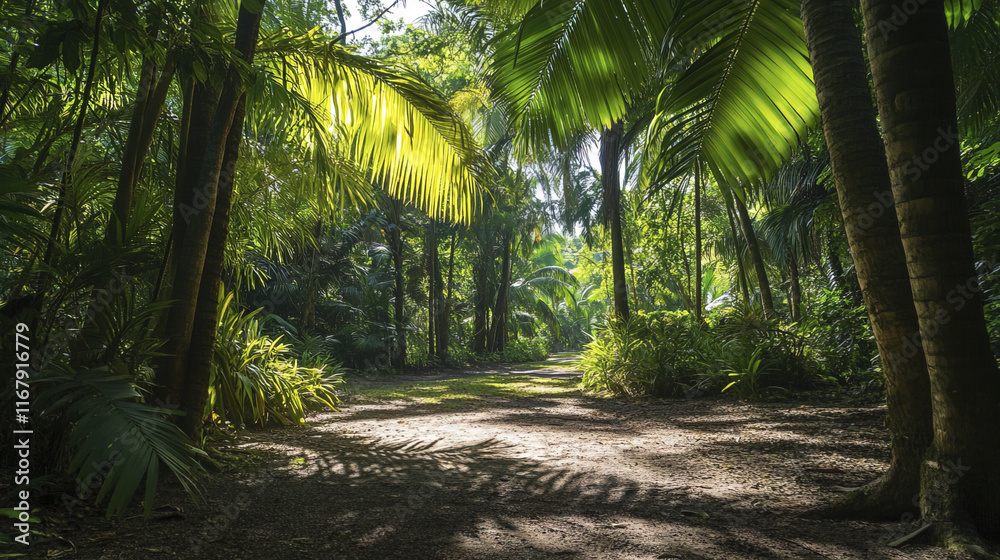 magical tropical jungle scene with sprawling green foliage and sunlight magical tropical jungle scene with sprawling green foliage and sunlight