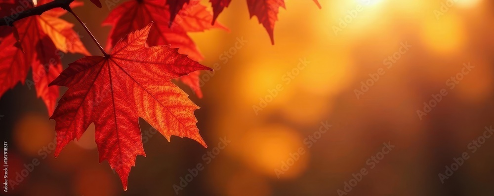 Crimson, gold, and amber leaves blaze in sunlight , park, gold Crimson, gold, and amber leaves blaze in sunlight , park, gold