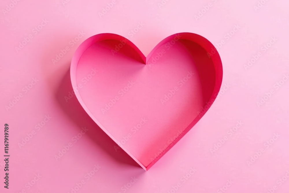 Empty Paper Heart Isolated on Pink Background, pink, design Empty Paper Heart Isolated on Pink Background, pink, design