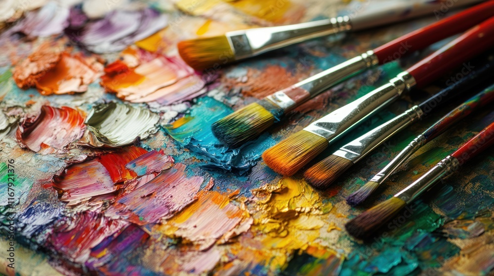 Obraz premium Painterly Palette with Brushes