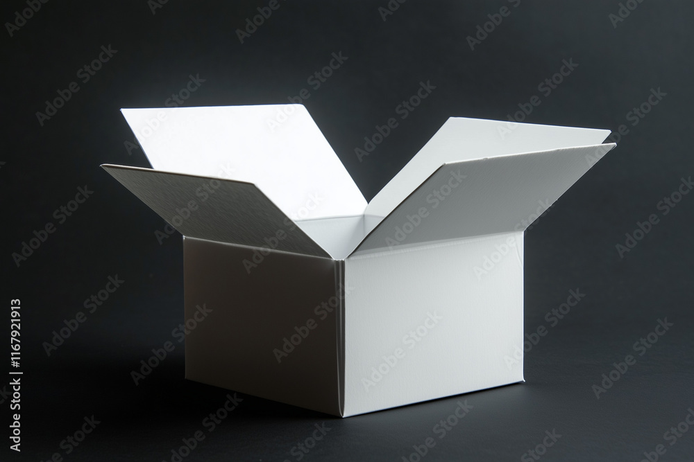 White box flipping open isolated on a black background White box flipping open isolated on a black background