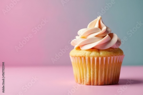 Side view of single unfrosted cupcake, minimalist style , oven, sweet treat photo