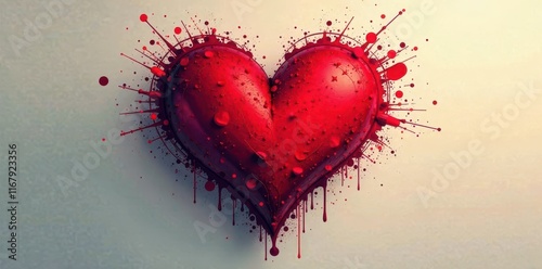 Silhouette of heart, chaotic brushstrokes, muted tones, wallpaper, background