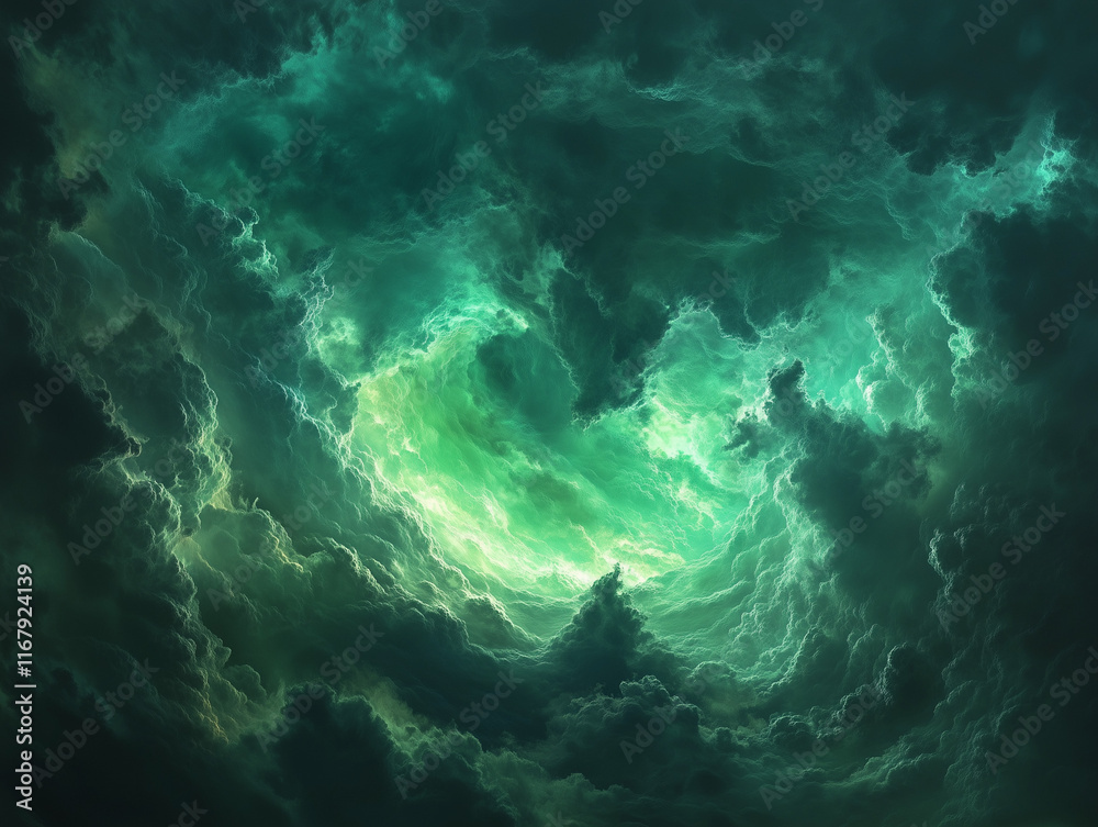 Emerald Sparks Light Up a Vortex of Shadowy Splendor