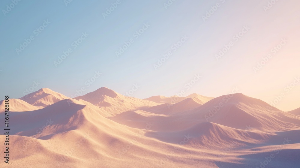 Futuristic Desert Landscape with Advanced Frameworks Emerging from the Sand at Low-Angle Illumination