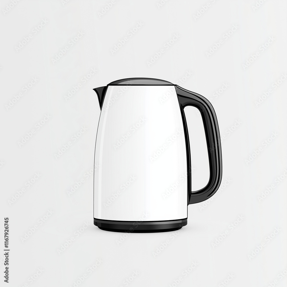 Shiny Finish Electric Kettle on Spotless White Backdrop Shiny Finish Electric Kettle on Spotless White Backdrop