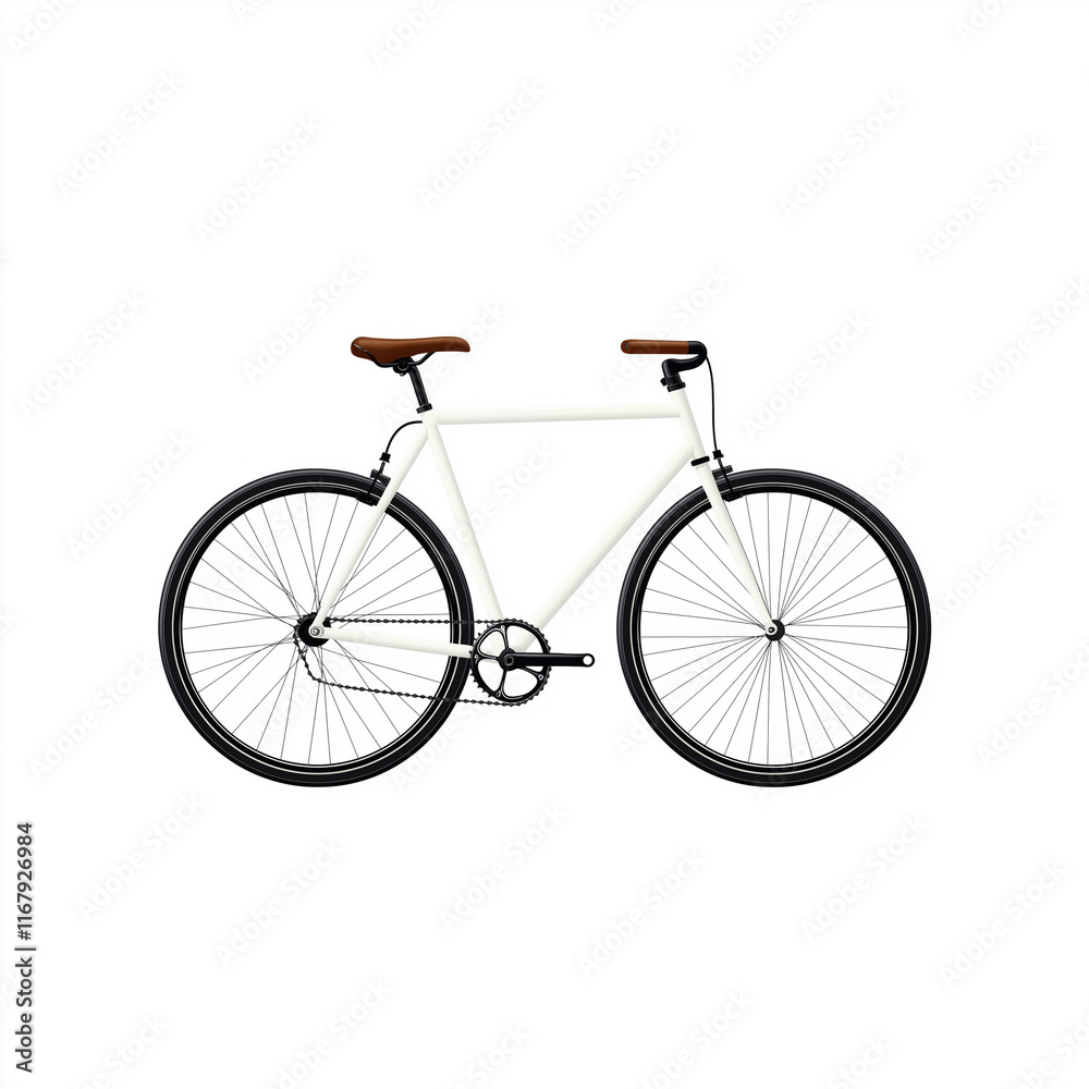 Fototapeta premium Retro Bicycle in Colorful Scheme on Pure White Background