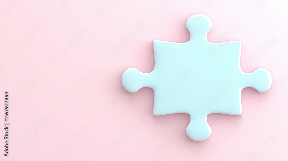 Pastel color puzzle piece on soft pink background for tranquil design concepts Pastel color puzzle piece on soft pink background for tranquil design concepts