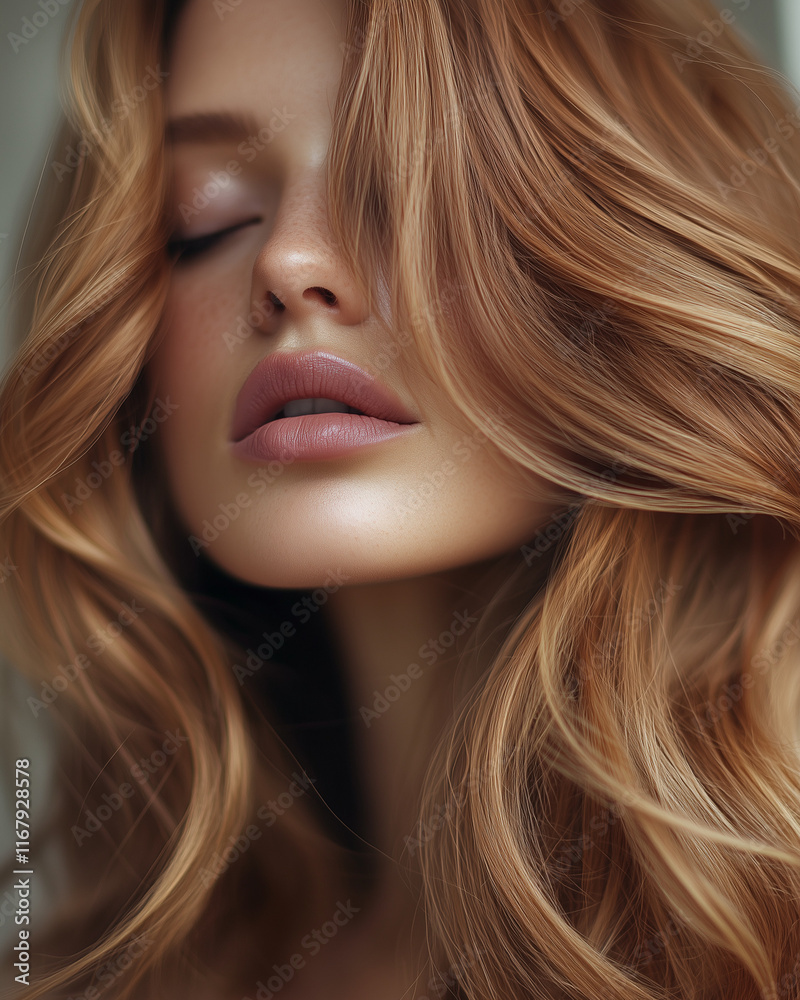 custom made wallpaper toronto digitalClose-up of woman's voluminous bright bronze hairstyle with partially hidden face