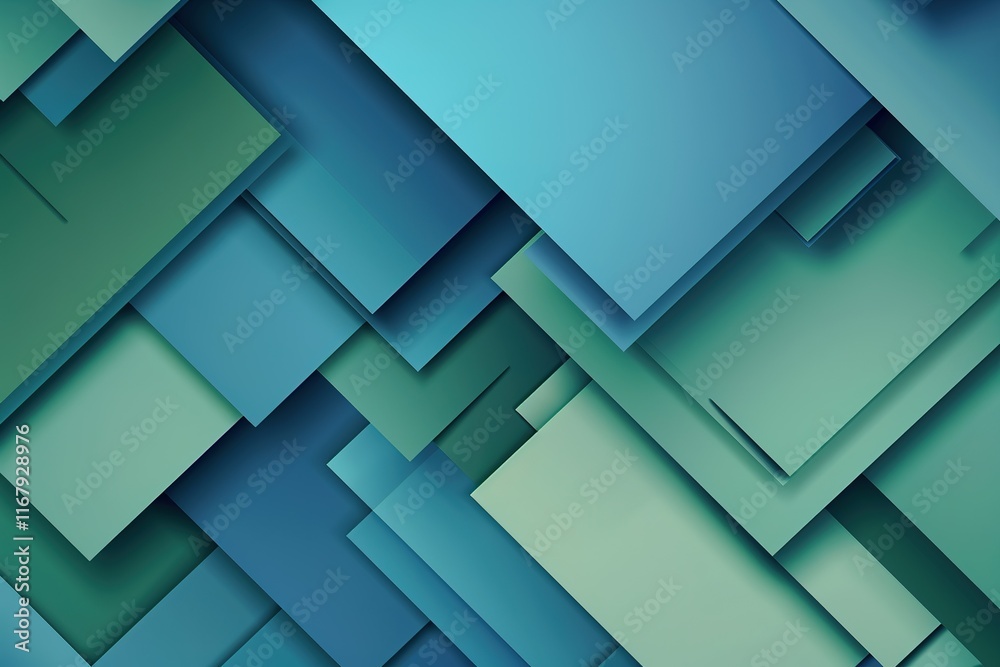 Abstract geometric pattern in shades of blue and green. Overlapping squares create a dynamic visual texture. Abstract geometric pattern in shades of blue and green. Overlapping squares create a dynamic visual texture.