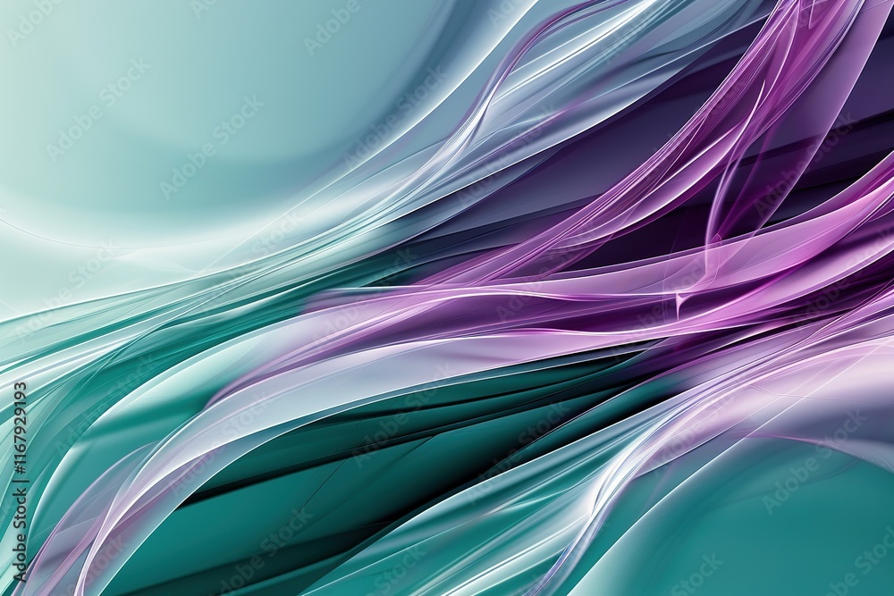 Fototapeta premium Abstract swirls of teal, purple, and white. Elegant and flowing design.
