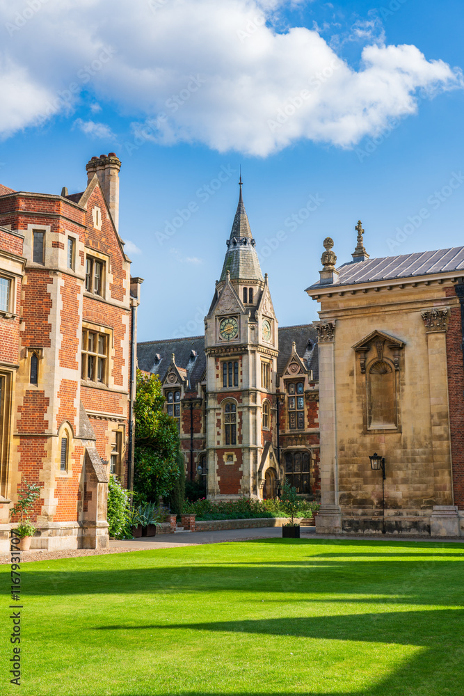 The old library and clock tower in Cambridge, England The old library and clock tower in Cambridge, England