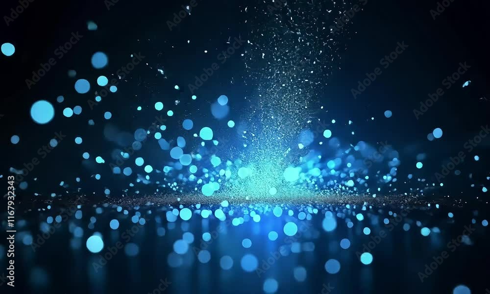 Ethereal Blue Sparkles:  Abstract Light Burst Animation