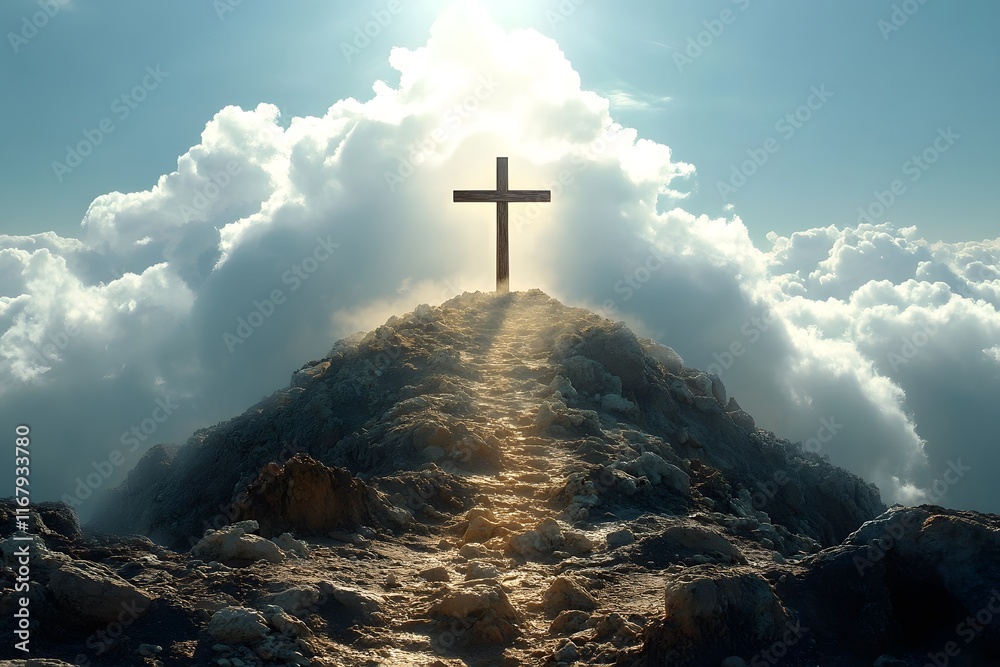 Golgotha's Divine Light: Holy Cross Symbolizing Death and Resurrection Golgotha's Divine Light: Holy Cross Symbolizing Death and Resurrection