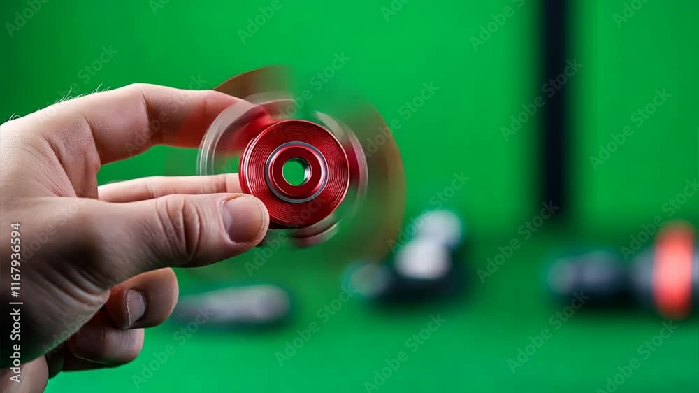 Spinning Fidget Spinner on Green Screen