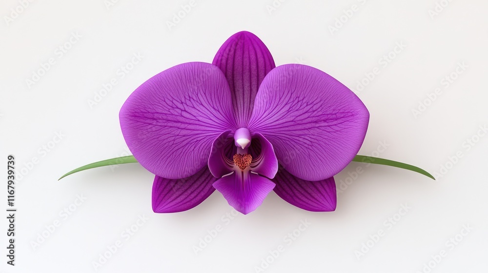 Fototapeta premium A vibrant purple orchid flower on a plain background.
