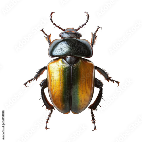 golden beetle insect macro photography on white background photo