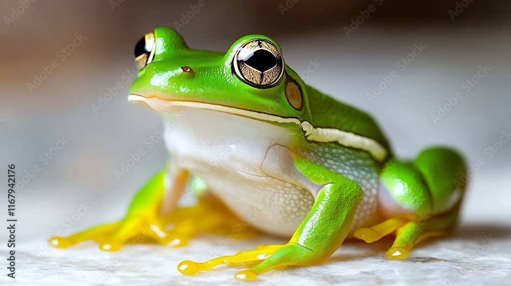 Fototapeta premium Vibrant Green Tree Frog Close-Up