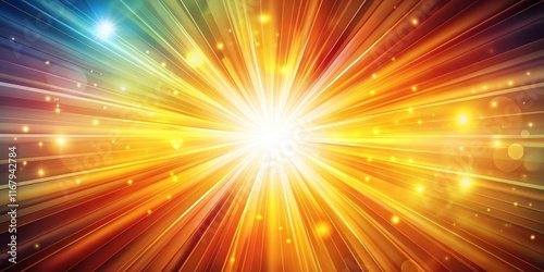 Abstract background with vibrant sun outburst and rays of light spreading , sun, outburst, rays, light, abstract, background, vibrant