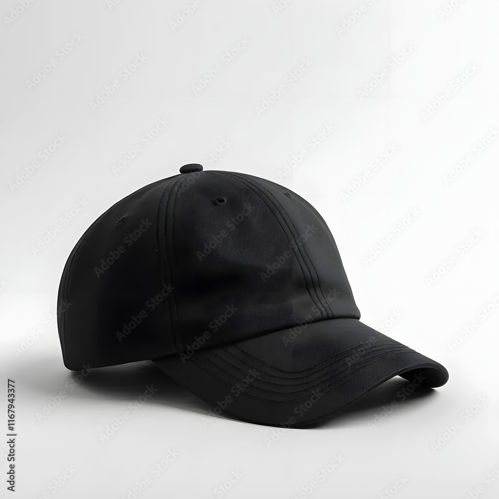 Fototapeta premium plain black hat in isolated white background, generative ai