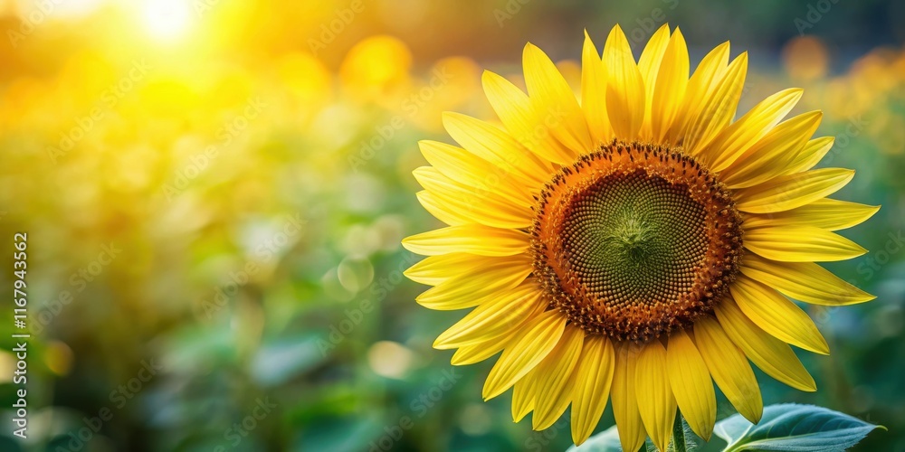 Fototapeta premium Close-up of a beautiful sunflower with a natural background , sunflower, close-up, beauty, nature, yellow, petals, bloom