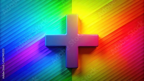 Colorful plus sign on a multi colored background, Plus sign, multi colored, vibrant, bright, backdrop, design element photo