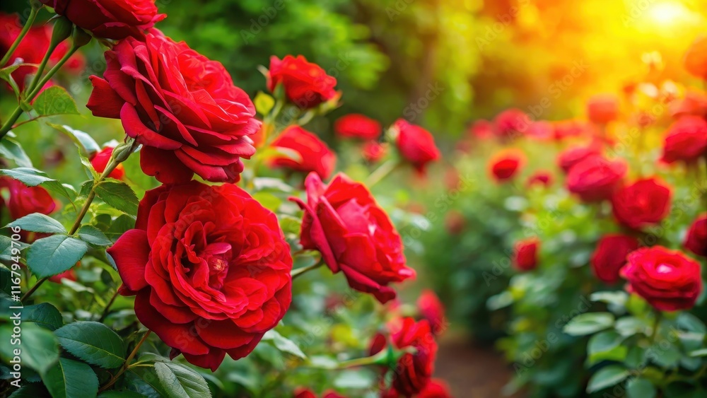 Vibrant red roses blooming in lush garden , flowers, roses, red, blooming, vibrant, garden, nature, background, petals Vibrant red roses blooming in lush garden , flowers, roses, red, blooming, vibrant, garden, nature, background, petals