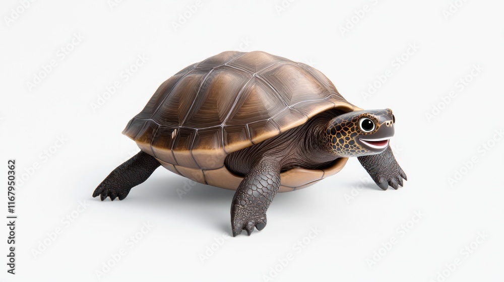 Fototapeta premium A realistic turtle figurine on a white background.