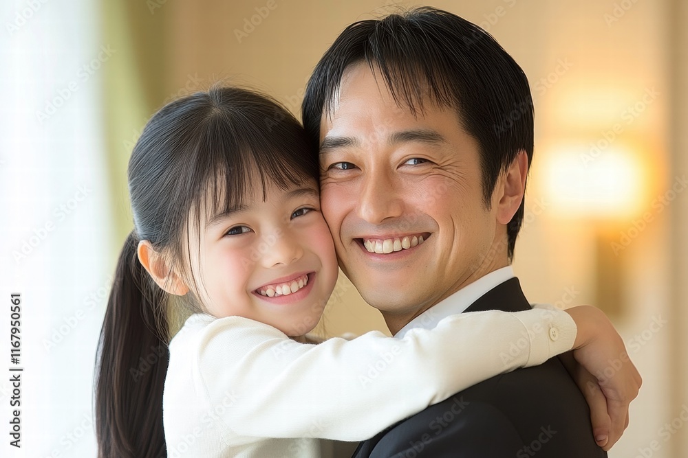 Joyful Moment Between Father and Daughter in Indoor Setting Joyful Moment Between Father and Daughter in Indoor Setting