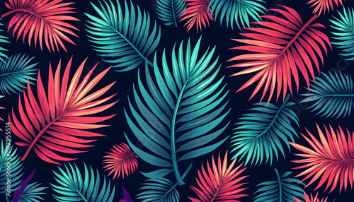 Radiant Tropical Patterns with Abstract Layered Palms