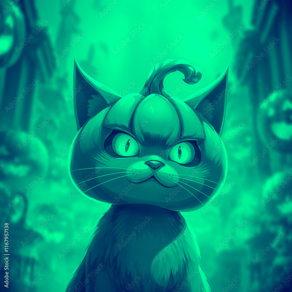 Obraz premium Pumpkin Cat Looking Down At His Next Prey 