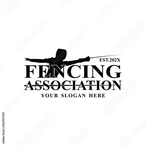 Fencing Sword Fight Sword Modern Simple Black and White Silhouette Logo Vector