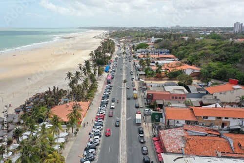 Foto Vista aérea por drone da praia do caolho em são luis do maranhão no Brasil com a