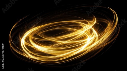 Golden Abstract Swirls: Light Trails, Energy, Motion
