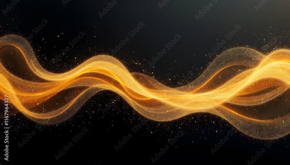Elegant Golden Glitter Waves on Matte Black Canvas Elegant Golden Glitter Waves on Matte Black Canvas