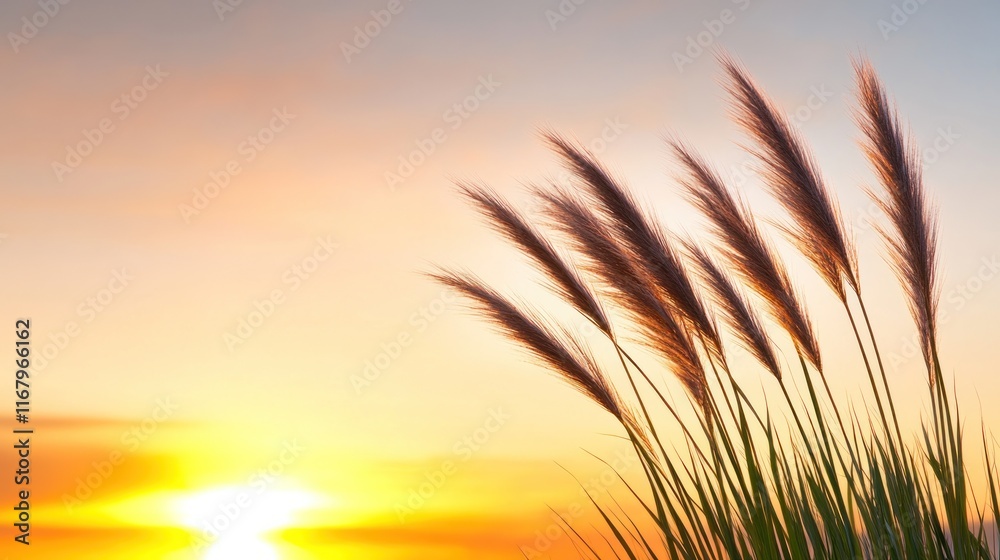 Silhouette of grass against a colorful sunset sky. Silhouette of grass against a colorful sunset sky.