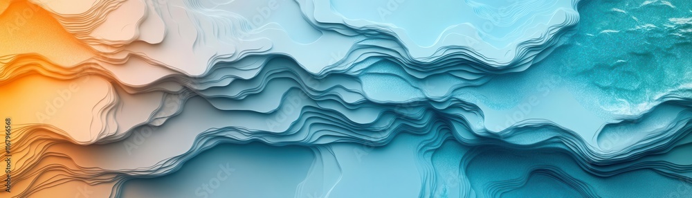 Fototapeta premium A vibrant abstract design featuring layered textures in orange and blue, creating a visually appealing and dynamic composition.